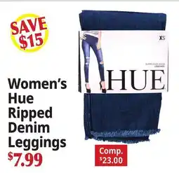 Ocean State Job Lot HUE Women's Hue Ripped Denim Leggings offer