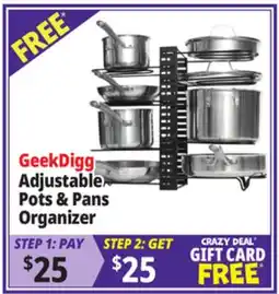 Ocean State Job Lot GeekDigg Adjustable Pots and Pans Organizer Black offer