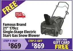 Ocean State Job Lot Famous Brand 21 179cc Single-Stage Electric Start Gas Snow Blower Red offer