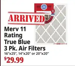 Ocean State Job Lot Merv 11 Rating True Blue 3 Pk. Air Filters offer