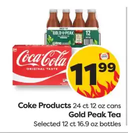 Weis Markets Coke Products 24 ct 12 oz cans, Gold Peak Tea Selected 12 ct 16.9 oz bottles offer