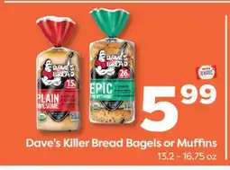 Weis Markets Dave's Killer Bread Bagels or Muffins offer