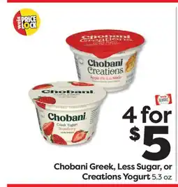 Weis Markets Chobani Greek, Less Sugar, or Creations Yogurt offer