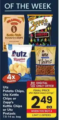 ACME Utz Potato Chips, Utz Kettle Chips or Zapp's Kettle Chips or Utz Pretzels 7.5-14 oz. bag offer