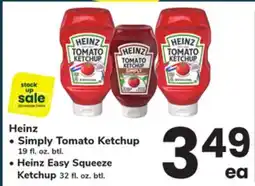 ACME Heinz Simply Tomato Ketchup 19 fl. oz. btl., Heinz Easy Squeeze Ketchup 32 fl. oz. btl offer