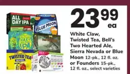 ACME White Claw, Twisted Tea, Bell's Two Hearted Ale, Sierra Nevada or Blue Moon offer