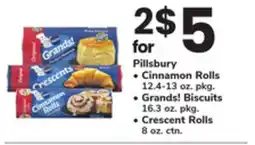 ACME Pillsbury Cinnamon Rolls 12.4-13 oz. pkg., Grands! Biscuits 16.3 oz. pkg., Crescent Rolls 8 oz. ctn offer