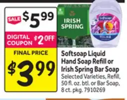 Stop&Shop Softsoap Liquid Hand Soap Refill or Irish Spring Bar Soap offer