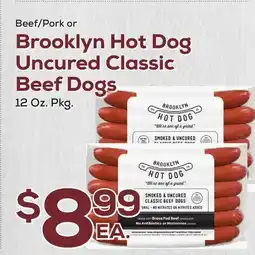 DeCicco & Sons Beef/Pork or Brooklyn Hot Dog Uncured Classic Beef Dogs offer