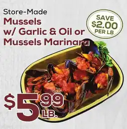 DeCicco & Sons Store-Made Mussels w/ Garlic & Oil or Mussels Marinara offer