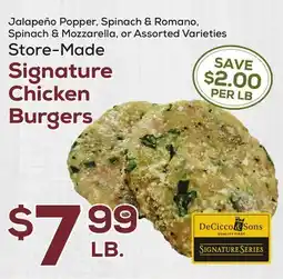 DeCicco & Sons Store-Made Signature Chicken Burgers offer