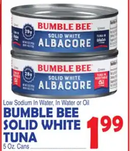 Bravo Supermarkets BUMBLE BEE SOLID WHITE TUNA offer