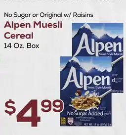 DeCicco & Sons Alpen Muesli Cereal offer