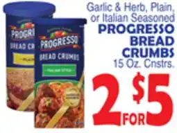 Bravo Supermarkets Garlic & Herb, Plain, or Italian Seasoned PROGRESSO BREAD CRUMBS offer