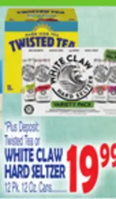 Bravo Supermarkets WHITE CLAW HARD SELTZER OR TWISTED TEA offer