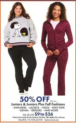 Boscov's Juniors & Juniors Plus Fall Fashions offer