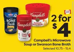 Weis Markets Campbell's Microwave Soup or Swanson Bone Broth offer