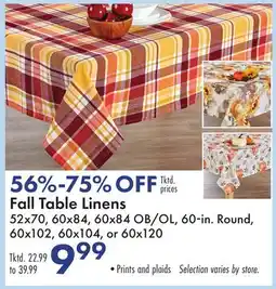 Boscov's Fall Table Linens offer