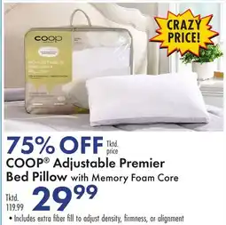 Boscov's COOP Adjustable Premier Bed Pillow with Memory Foam Core offer