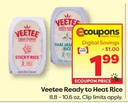 Weis Markets Veetee Ready to Heat Rice offer