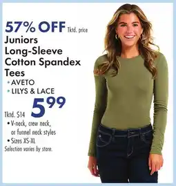 Boscov's Juniors Long-Sleeve Cotton Spandex Tees offer