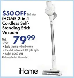 Boscov's iHOME 2-in-1 Cordless Self-Standing Stick Vacuum offer