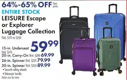 Boscov's LEISURE Escape or Explorer Luggage Collection offer