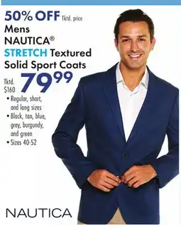 Boscov's Mens NAUTICA STRETCH Textured Solid Sport Coats offer