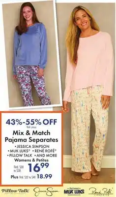 Boscov's Mix & Match Pajama Separates offer