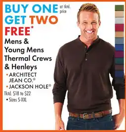 Boscov's Mens & Young Mens Thermal Crews & Henleys offer