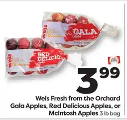 Weis Markets Weis Fresh from the Orchard Gala Apples, Red Delicious Apples, or McIntosh Apples offer