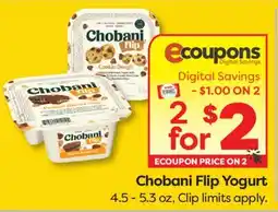 Weis Markets Chobani Flip Yogurt offer