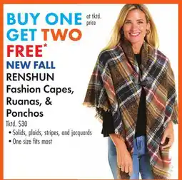 Boscov's NEW FALL RENSHUN Fashion Capes, Ruanas, & Ponchos offer