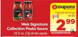 Weis Markets Weis Signature Collection Pasta Sauce offer