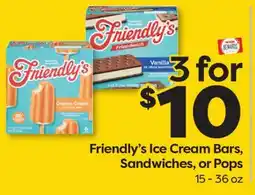 Weis Markets Friendly's Ice Cream Bars, Sandwiches, or Pops offer