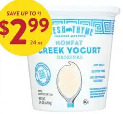 Fresh Thyme FRESH THYME FARMERS MARKET NONFAT GREEK YOGURT offer