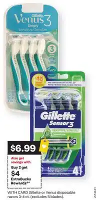 CVS Gillette Sensor3 Simply Sensitive razors 3-4 ct. (excludes 5 blades) offer