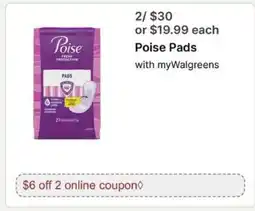 Walgreens Poise Pads offer
