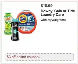 Walgreens Downy, Gain or Tide Laundry Care offer