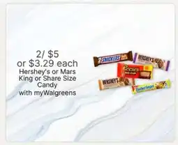 Walgreens Hershey's or Mars King or Share Size Candy offer