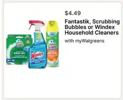 Walgreens Fantastik, Scrubbing Bubbles or Windex Household Cleaners offer