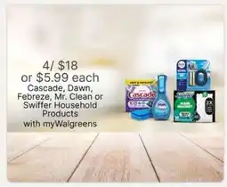 Walgreens Cascade, Dawn, Febreze, Mr. Clean or Swiffer Household Products offer