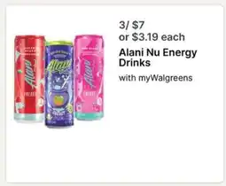 Walgreens Alani Nu Energy Drinks offer