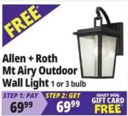 Ocean State Job Lot Allen + Roth Mt Airy Outdoor Wall Light offer