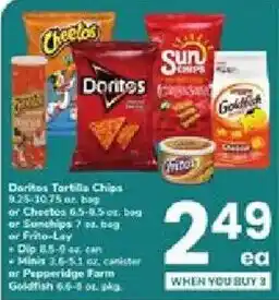 Doritos Tortilla Chips or Cheetos or SunChips or Frito-Lay or Goldfish