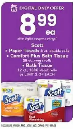ACME Scott paper towels, comfort plus bath tissue, bath tissue offer