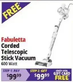 Ocean State Job Lot Fabuletta corded telescopic stick vacuum offer