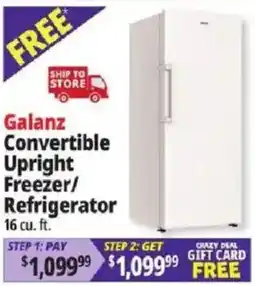 Ocean State Job Lot Galanz convertible upright freezer/refrigerator offer