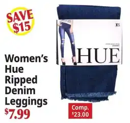 Ocean State Job Lot Women's Hue Ripped Denim Leggings offer