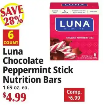 Luna chocolate peppermint stick nutrition bars